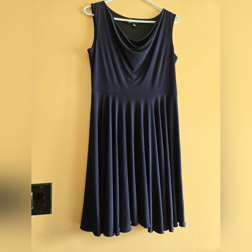 Valerie Bertinelli Navy Midi Dress